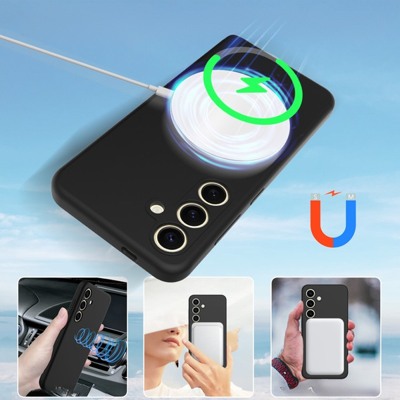 Θήκη για Samsung Galaxy S24 FE, Silicone MagSafe, μαύρη