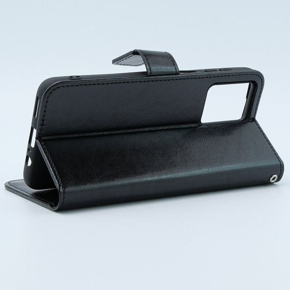 Θήκη με πτερύγιο για Motorola Moto G54 5G, Crazy Horse Wallet, μαύρη