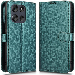 θήκη πτερύγιο για Motorola Moto G56 5G, Wallet Rhombus, πράσινη