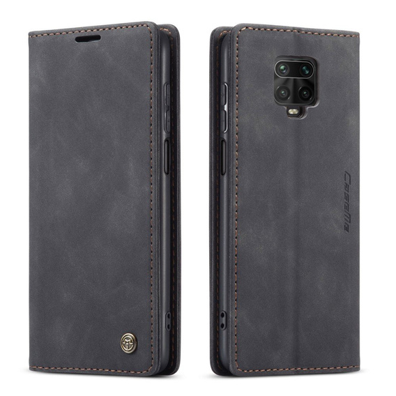 θήκη CASEME για Xiaomi do Redmi Note 9s / 9 Pro, Leather Wallet Case, μαύρη