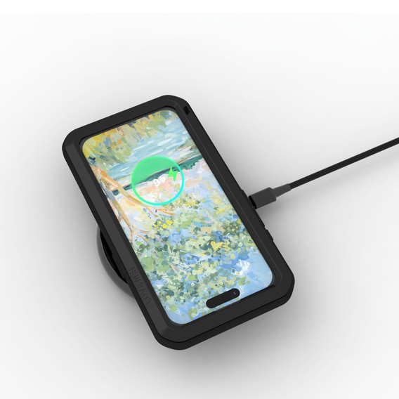 Love Mei Θήκη για iPhone 16 Pro, armored with glass, μαύρη