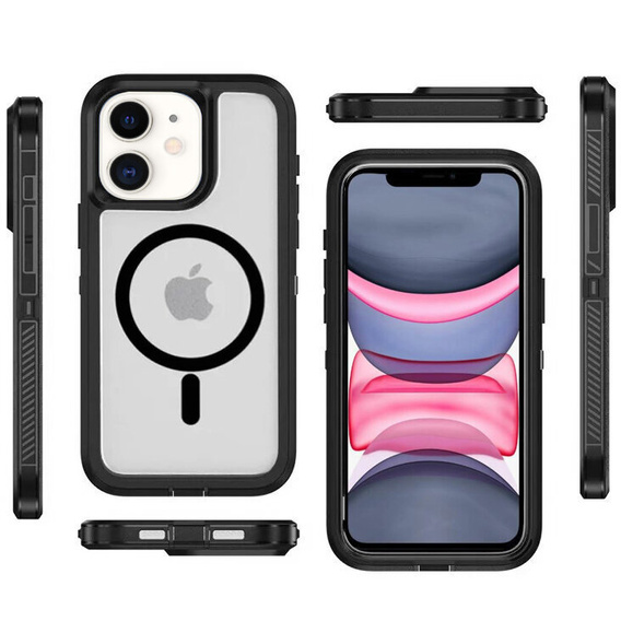 Θήκη με πλαίσιο για iPhone 11, για MagSafe, διαφανής / μαύρη