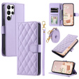 θήκη πτερύγιο για Samsung Galaxy S25 Ultra, Rhombus Crossbody Leather, μωβ