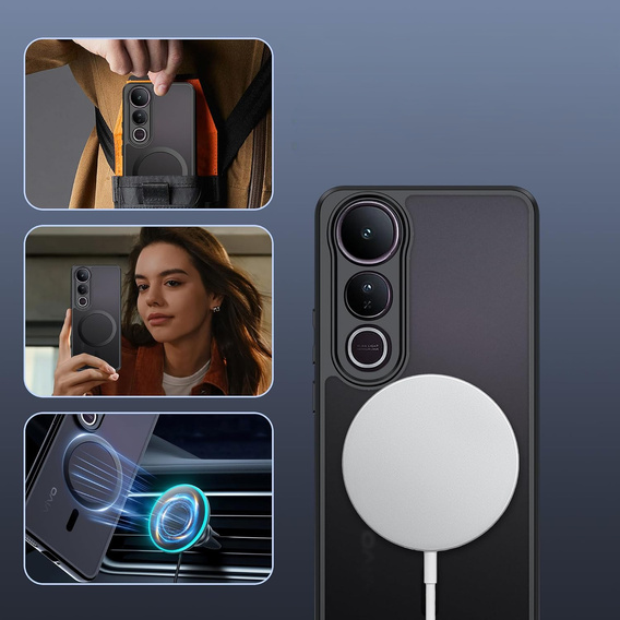 Θήκη για Vivo V50 Lite 4G / 5G, για MagSafe, ERBORD Μatt Case, μαύρη