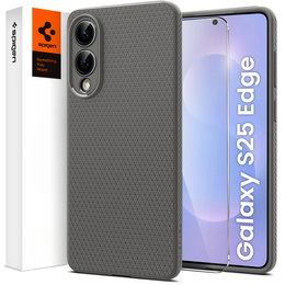 θήκη Spigen για Samsung Galaxy S25, Liquid Air, μαύρη + μετριασμένο γυαλί 9H