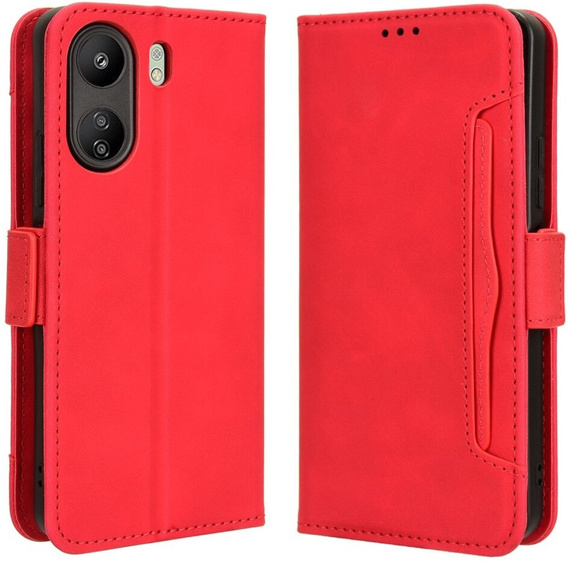 Θήκη με πτερύγιο για Xiaomi Redmi 13C / Poco C65, Card Slot, κόκκινη