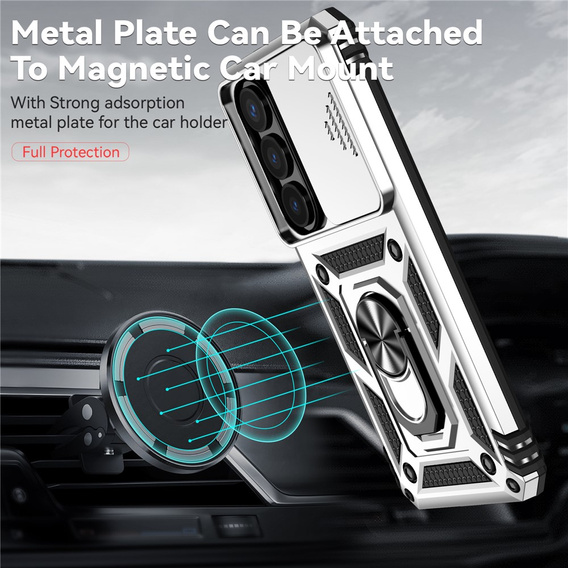 Θήκη με βάση και προστατευτικό φακού για Samsung Galaxy S26, ασημί