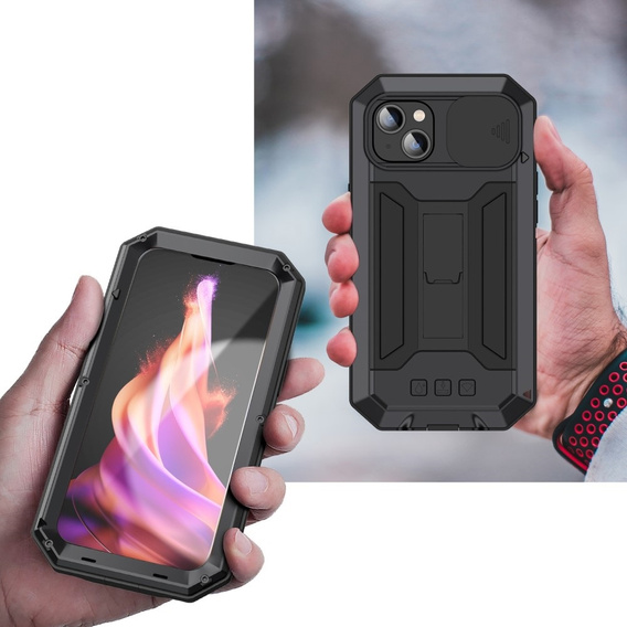 Θήκη για iPhone 15 Plus, R-JUST CamShield Slide, θωρακισμένη, μαύρη