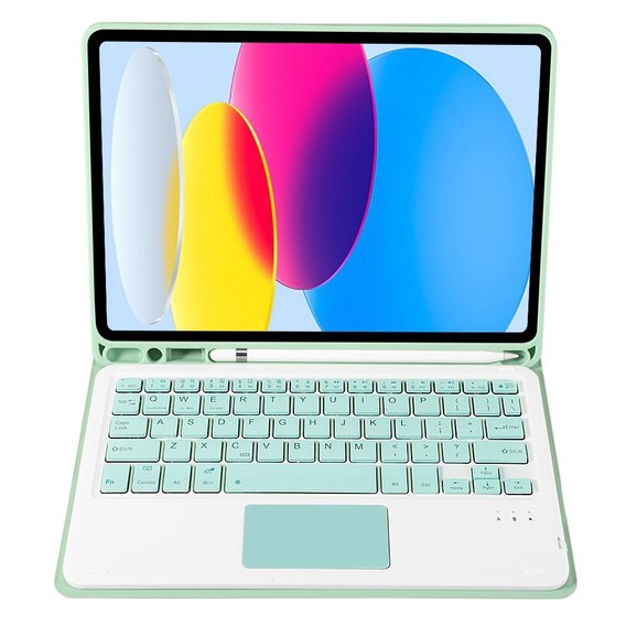 Θήκη + πληκτρολόγιο iPad 10.9 2022 10 Gen, TouchPad Pen Slot, ανοιχτή πράσινη