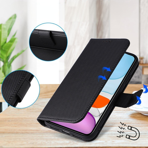 Θήκη με πτερύγιο για Samsung Galaxy M15 5G, Wallet Smart Magnet, μαύρη