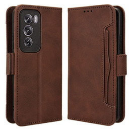 Θήκη με πτερύγιο για Oppo Reno 12, Card Slot, καφέ