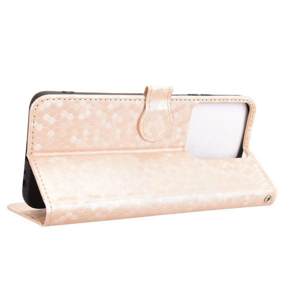 θήκη πτερύγιο για Motorola Moto G86 Power 5G, Wallet Rhombus, χρυσή