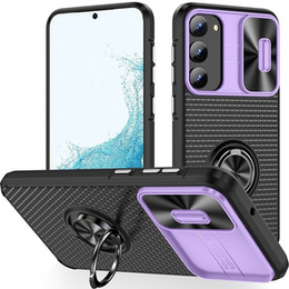 Θήκη για Samsung Galaxy S23, Camera Slide Ring, μαύρο / μοβ