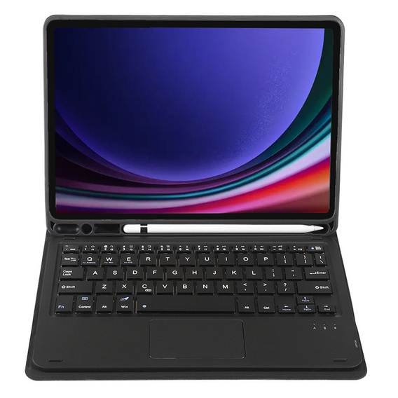 Θήκη + πληκτρολόγιο Samsung Galaxy Tab S9, Leather Pen Slot TouchPad, μαύρη