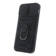 Θωρακισμένη θήκη για Iphone 15 Pro Max, θωρακισμένο Slide Ring, μαύρο + γυαλί 9H