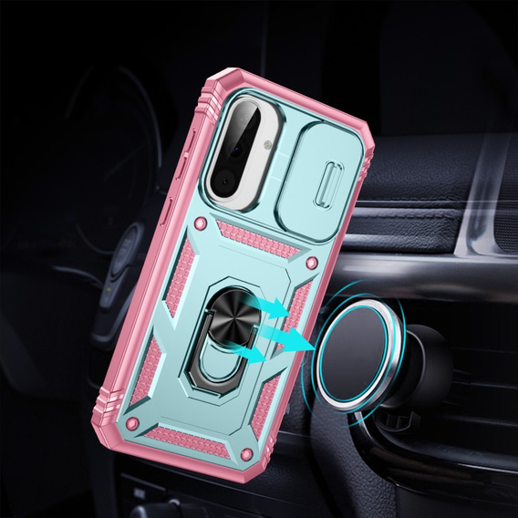 Θήκη για Samsung Galaxy A56 5G, KickStand Camera Lens, πράσινο / ροζ