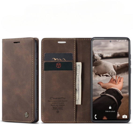 θήκη CASEME για Samsung Galaxy S20 FE, Leather Wallet Case, καφέ