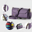 θήκη CASEME για Samsung Galaxy S24 FE, RFID Leather Wallet, με λουράκι ώμου, μωβ