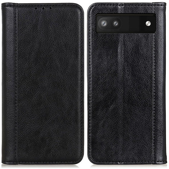 Θήκη για Google Pixel 7a, Wallet Litchi Leather, μαύρη