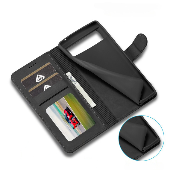 Θήκη με πτερύγιο για Google Pixel 8A, LC.IMEEKE, μαύρη