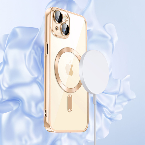 Θήκη για iPhone 15, Electro MagSafe, χρυσή + Γυαλί για την οθόνη