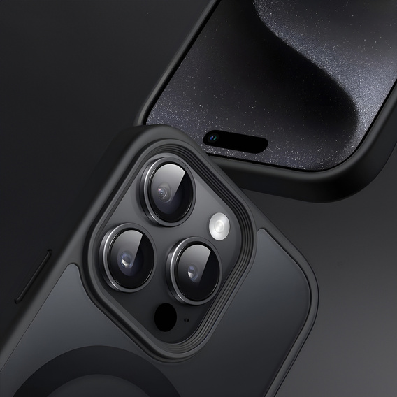 Θήκη για iPhone 16 Pro, για MagSafe, ERBORD Μatt Case, μαύρη + Γυαλί οθόνης