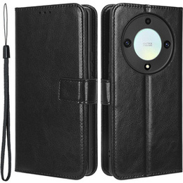 Θήκη με πτερύγιο για Honor Magic 5 Lite, Crazy Horse Wallet, μαύρη