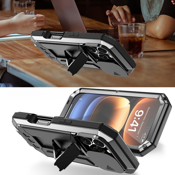 Θήκη για iPhone 16 Pro, R-JUST CamShield Slide, θωρακισμένη, μαύρη