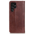 Θήκη για Samsung Galaxy S23 Ultra, Wallet Litchi Leather, καφέ