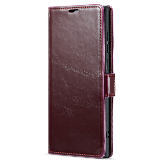 Θήκη με πτερύγιο για Samsung Galaxy S23 Ultra, ERBORD Waxy Wallet, κόκκινη