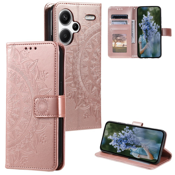 Θήκη με πτερύγιο για Xiaomi Redmi Note 13 Pro+, Mandala, ροζ rose gold