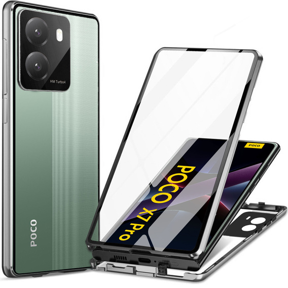 θήκη για το Xiaomi Poco X7 Pro 5G, Magnetic Dual Glass, ασημένια