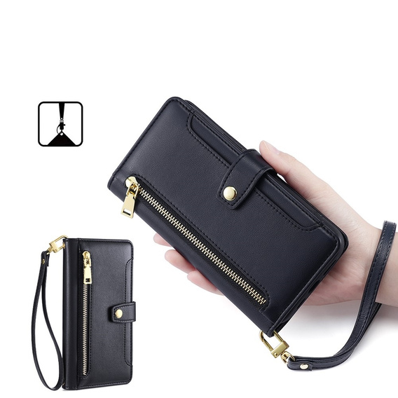 Θήκη με πτερύγιο για Xiaomi Redmi Note 13 5G, Wallet Zipper Pocket, μαύρη