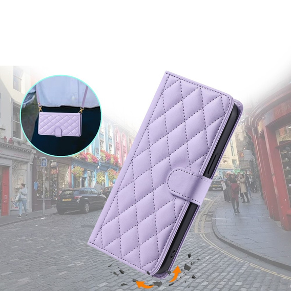 θήκη πτερύγιο για Xiaomi Redmi Note 13 Pro 4G / Xiaomi Redmi Note 14S / Xiaomi Poco M6 Pro 4G, Rhombus Crossbody Leather, μωβ