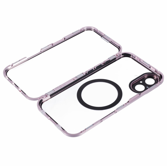 Μαγνητική θήκη MagSafe Dual Glass για iPhone 16, ροζ rose gold