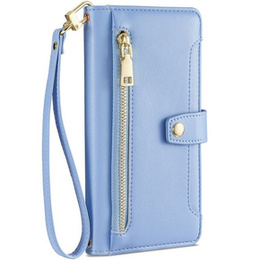 Θήκη με πτερύγιο για iPhone 14 Pro Max, Wallet Zipper Pocket, μπλε