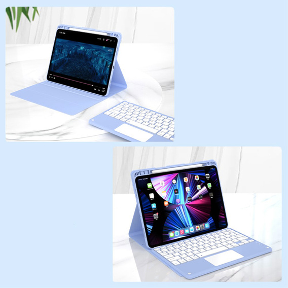 Θήκη + πληκτρολόγιο iPad Air 10.9 4 2020 / 5 2022, Touchpad, μπλε