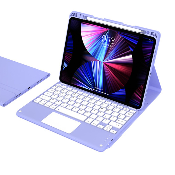 Θήκη + πληκτρολόγιο iPad Air 10.9 4 2020 / 5 2022, Touchpad, μωβ