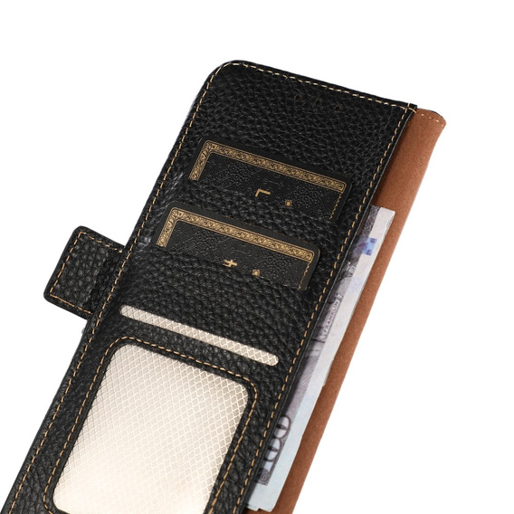 KHAZNEH θήκη RFID για Samsung Galaxy S24 Ultra, Litchi Texture, μαύρη