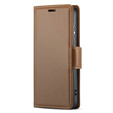 Θήκη για Samsung Galaxy S24, ERBORD Glossy Litchi, πορτοφόλι με πτερύγιο, καφέ