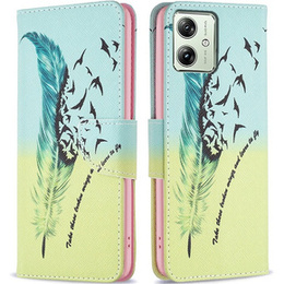 Θήκη με πτερύγιο για Motorola Moto G54 5G, Wallet, feather, μπλε