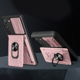 Θωρακισμένη θήκη για Samsung Galaxy S23, Camera Slide Card Slot, ροζ rose gold