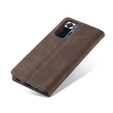 θήκη CASEME για Xiaomi Redmi Note 10 Pro, Leather Wallet Case, καφές