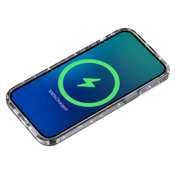 θήκη για iPhone 14 Plus, Glittery, για MagSafe, μαύρη
