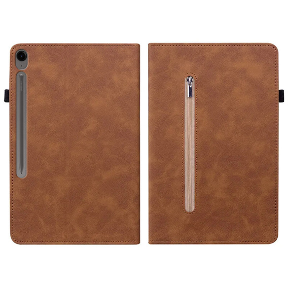θήκη για το Samsung Galaxy Tab S10 Lite / S10 FE / S9 FE, Wallet Pen Slot, καφέ