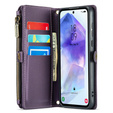 θήκη CASEME για Samsung Galaxy A55 5G, RFID Leather Wallet, με λουράκι ώμου, μωβ