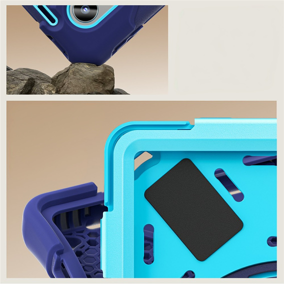 Παιδική θήκη για Lenovo Tab M11, θωρακισμένη με λουράκι, ναυτικό μπλε / πράσινο