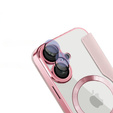 Θήκη με πτερύγιο για iPhone 16, RFID Wallet MagSafe CamShield, ροζ