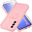 Θήκη για Samsung Galaxy A36, Silicone Heart, ροζ + σκληρό γυαλί 9H