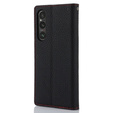 Θήκη με πτερύγιο για Sony Xperia 1 V, Litchi Skin Grain, μαύρη